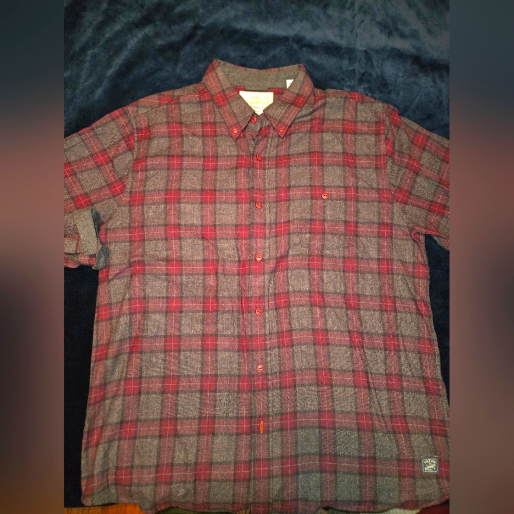 Weatherproof Flannel Long Sleeve Red/Gray Shirt.  Men's Size XL.